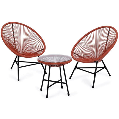 Salon de Jardin Table et 2 fauteuils Oeuf Cordage Terracotta