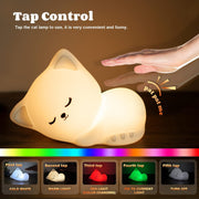 Lampe De Nuit  Chat Mignon Rechargeable Par Usb - 16 Couleurs