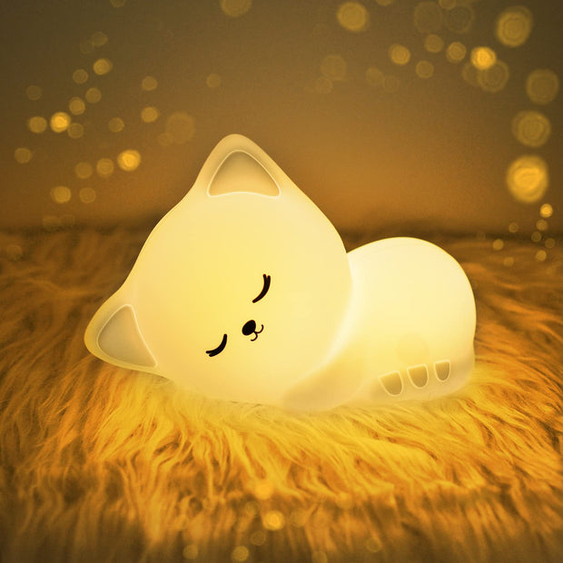 Lampe De Nuit  Chat Mignon Rechargeable Par Usb - 16 Couleurs